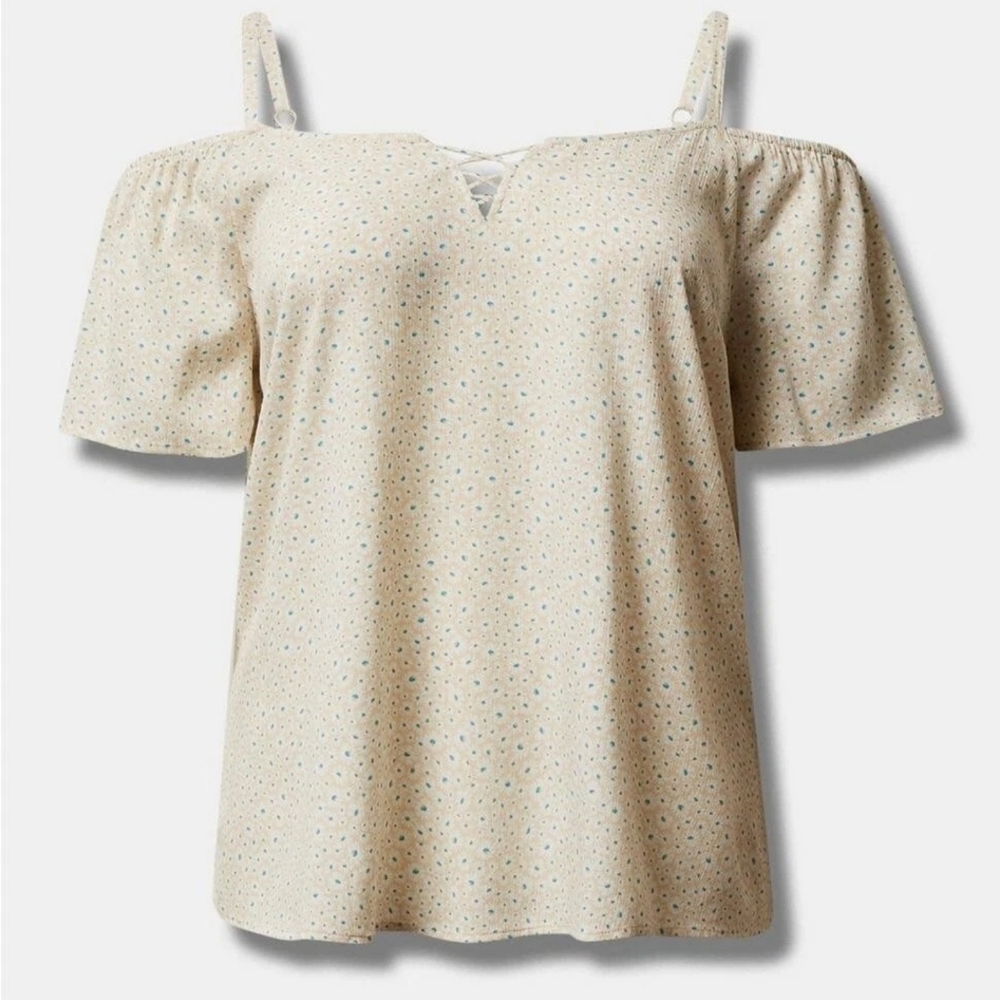 Torrid Cream Floral Blouse